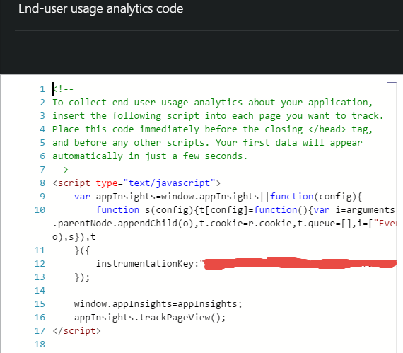 Copy the Application Insights Monitoring Code