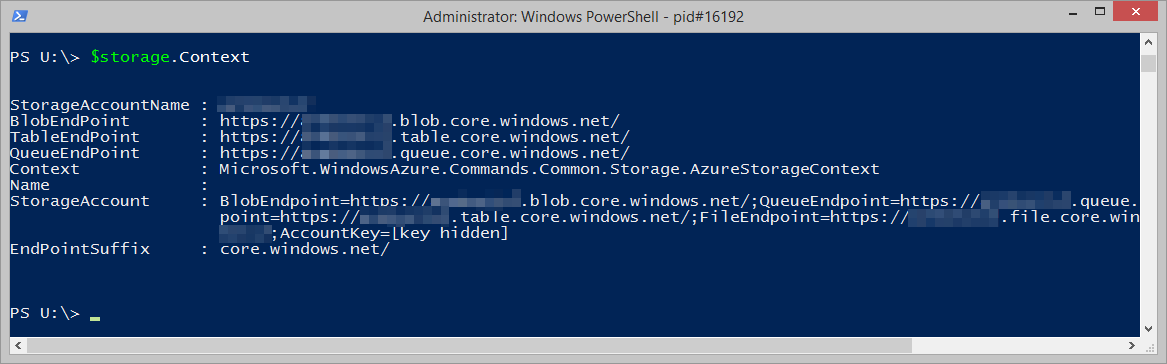 Microsoft.Azure.Commands.Management.Storage.Models.PSStorageAccount.Context